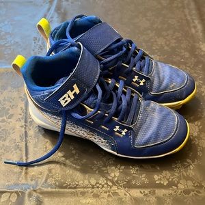 Under Armour Blue/White Hightop cleats Youth 3